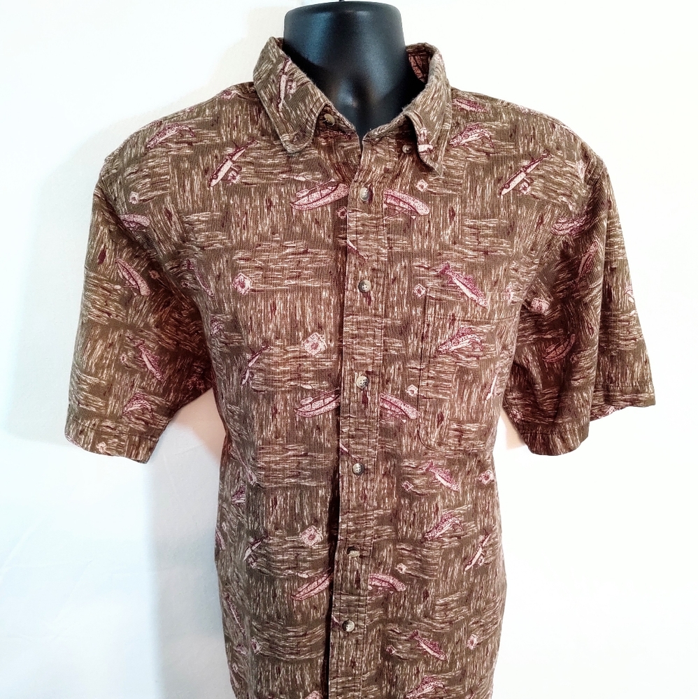 Vtg fieldmaster L men's fishing lure shirt